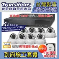 在飛比找森森購物網優惠-全視線 台灣製造施工套餐 8路8支安裝套餐 主機DVR 10