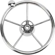 11 Marine Steering Wheel - Stainless Steel 5-Spoke with Foam Grip for Boats/Yachts - Polished Finish, Universal Fit, Easy Steering