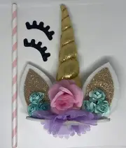 Unicorn Cake Topper With Eyelashes Birthday Party Girls Instructions