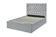 William Gas Lift Double Bed with Tufted Headboard and Under-Bed Storage Pebble