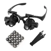 mlogiroa Head Mount Magnifying Glass with LED Light Jewelers Loupe Magnifier ...