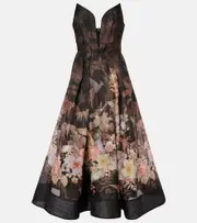 [Zimmermann] Zimmermann Illuminate Draped linen and cotton midi dress AU 14 black
