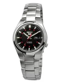 在飛比找Yahoo!奇摩拍賣優惠-SEIKO WATCH 精工5號盾牌系列素黑紋錶盤標準紳士銀