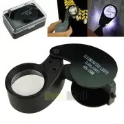 40X Jewelers Loupe Magnifying Glass Magnifier Loop Jewelry Coin Pocket Light