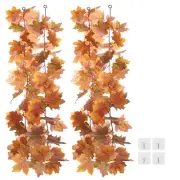 2 Pack Fall Garland 5.7Ft, Autumn Maple Leaf Garland, Red/Yellow/Bronze