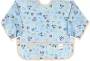 Bumkins Disney Sleeved Bib for Girl or Boy, Baby and Toddler for 6-24 Mos, Essential Must Have for Eating, Feeding, Baby Led Weaning Supplies, Long Sleeve Mess Saving Food Catcher, Mickey and Minnie