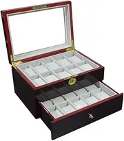 [CFZSALK] Watch Box Red Sandalwood Paint High-end Watch Box Spray Paint 20 Watch Storage Box Wooden with Lock for Men and Women KeYJ