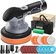AUTIWOZ Cordless Car Polisher,Dual Action Buffer Polish Machine with 2 Battery,Polishing Machine Kit,Orbital 5mm ,150mm Buffing Pads,2500-5000RPM for Polish Car