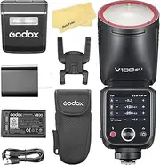 Godox V100C V100 C Round Head Camera Flash for Canon Camera Flash Speedlite Speedlight,100Ws 2.4G TTL1/8000 HSS,400 Full Power Flashes,7.2V/2980mAh Li-ion Battery,1.7s Recycle Time,LED Modeling Lamp