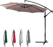 Jardimex Folding Parasol 3 Metres Reinforced Steel Base Outdoor Colours Incline Garden Adjustable Pool Umbrellas Garden Outdoor Terrace Base Folding Parasol Beige