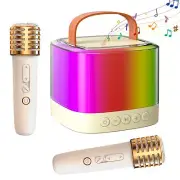 Mini Karaoke Machine with 2 Wireless Microphones Bluetooth Portable Karaoke S...