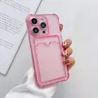 For iPhone 14 Pro Max 11 12 13 XS XR 8 ShockProof Card Slot Clear TPU Case Cover