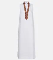 [Loro Piana] Loro Piana Abril linen midi dress AU 18 white