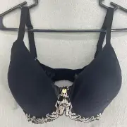 Natori Bra Size 32G Black Floral Lace underwire 732133