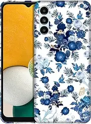 [GlamCase] for Samsung Galaxy A13 5G, Samsung Galaxy A13 5G Case - Blue Floral Pattern Printed Slim & Sleek Cute Plastic Hard Protective Designer Back Phone Case/Cover for Samsung Galaxy A13 5G