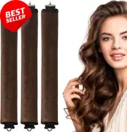 Hair Curler, 3Pc Heatless Overnight Curls, Flexi Rods with Hook, Velvet for hair