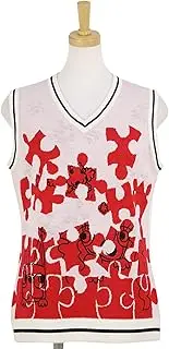 [MU SPORTS エムユー スポーツ] MU Sports 701W6310 2018AW Puzzle Pattern Knit Vest, Ivory, 42