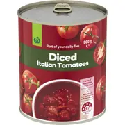 Woolworths Diced Italian Tomatoes 800g