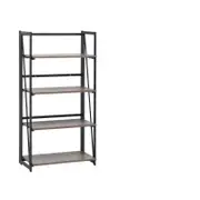 Costway 4-Tier Foldable Bookcase Industrial Bookshelf Study Living Room Black