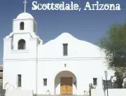 *Arizona Church-"Old Mission...Downtown Scottsdale, Arizona" (Postcard) {J39}
