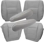 Priprilod Gray Leather Driver & Passenger Bottom & Top Lean Back and Arrmrest Replacement Cover Compatible with Toyota Land Cruiser 1998 1999 2000 2001 2002 2003 2004 2005 2006 2007