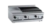 B+S Black Combination 300mm Grill Plate & 600mm Char Broiler Bench Mounted Natural Gas