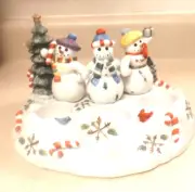 Partylite Snowmen T-light and piller candle holder P7650