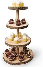 3 Tier Cupcake Stand Wood Dessert Stands,Large Dessert Table Serving Tray, Rustic Cupcake Stand for 24 Cupcakes Dessert Display for Tea Party, Birthday, Wedding, Farmhouse (4 Tier)