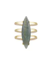 ADORNIA Fine Jewelry 14K Over Silver 9.00 ct. tw. Labradorite CZ Ring
