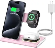 [KARTICE] Wireless Charger,3 in 1 Folding Fast Wireless Charging Station for iPhone 16 15 14 13 12 Pro Max, Apple Charging Station with Night Light for Apple Watch 10 Ultra2 9 8 Se 7 6 5 AirPods 4