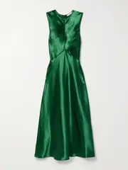 [Ulla Johnson] Ulla Johnson - Lisbet Satin Midi Dress - Emerald - US2 US 2 Green
