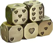 Gogogmee 5pcs Metal Heart Dice Rounded Corner Gaming Dice Fun Props for Table Games Lightweight Portable Party Favor for Home Parties Ktv Bars
