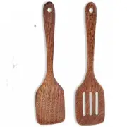 Cherry Wood Spatula Turner Set, 12-Inch Wooden Spatula Slotted Turner Cooking