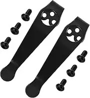 2 Pack Titanium Deep Carry Pocket Clip for Spyderco Para 3, Paramilitary 2 and More Models Knives, Premium Custom-made Pocket Clip with 6 Pieces Screws, Black