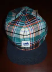 New Mens Patagonia Range Cap Blue Plaid Adjustable Snapback One Size Organic Hat