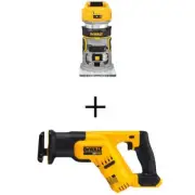 DEWALT Cordless Router + Reciprocating Saw 20V MAX XR Brushless (Tools Only)