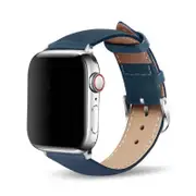 Premium Leather Watch Band Strap - For Apple iWatch 38mm 40mm 41mm [42mm Series 10] (Dark blue)