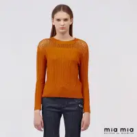在飛比找momo購物網優惠-【mia mia】圓領鏤空羊毛針織衫