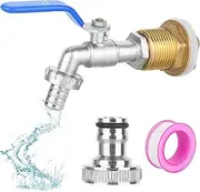 ‎DMJJSD® Water Butt/Rain Barrel Outlet 3/4 inch Hole Adaptor/Connector 3/4 Inch IBC Water Butt Tap Outdoor Tap Kit Garden Tap Kit Outlet Faucet for Water Butts, rain Barrels and Storage Tanks-Blue
