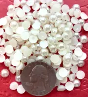 200 pcs x 1/4"Plastic Faux Pearl Flatback for padded flower/Card/Wedding SB540B