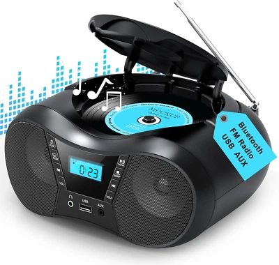 Boombox Portable CD Players for Home with Bluetooth, Boombox CD Player FM Radio