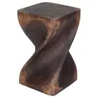 Haussmann® Big Twist Wood Stool Accent Table 12 in SQ x 20 in H Mocha Oil