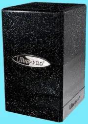 ULTRA PRO GLITTER BLACK SATIN TOWER DECK BOX Card Dice Compartment Storage Case