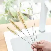 Kitchen Drinking Straw Cleaning Brush Set - Silver & Yellow - One Size