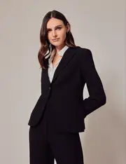 Hawes & Curtis Black Single Breasted Longline Blazer Size: 16 (UK 18)