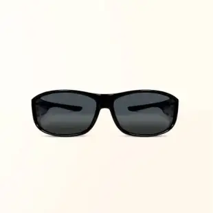 ALEGANT 簡約曜石黑全罩式寶麗來偏光墨鏡/外掛式UV400太陽眼鏡/包覆套鏡