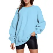 Women Long Sleeve Fleece Jumper Tunic Tops Ladies Pullover Blouse Plus Size
