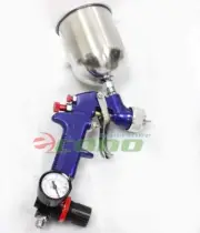 1.4mm Air HVLP Gravity Feed Spray Paint Gun w/ Regulator Gauge & Fluid Cup