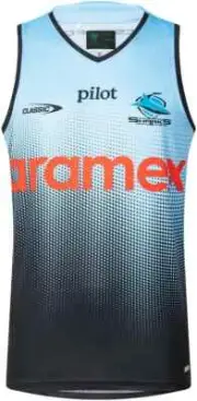 Cronulla Sharks 2025 NRL Mens Sky Training Singlet Sizes S-7XL BNWT