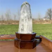 760g Natural Clear Quartz Obelisk Quartz Cystal Point Wand Tower + Stand